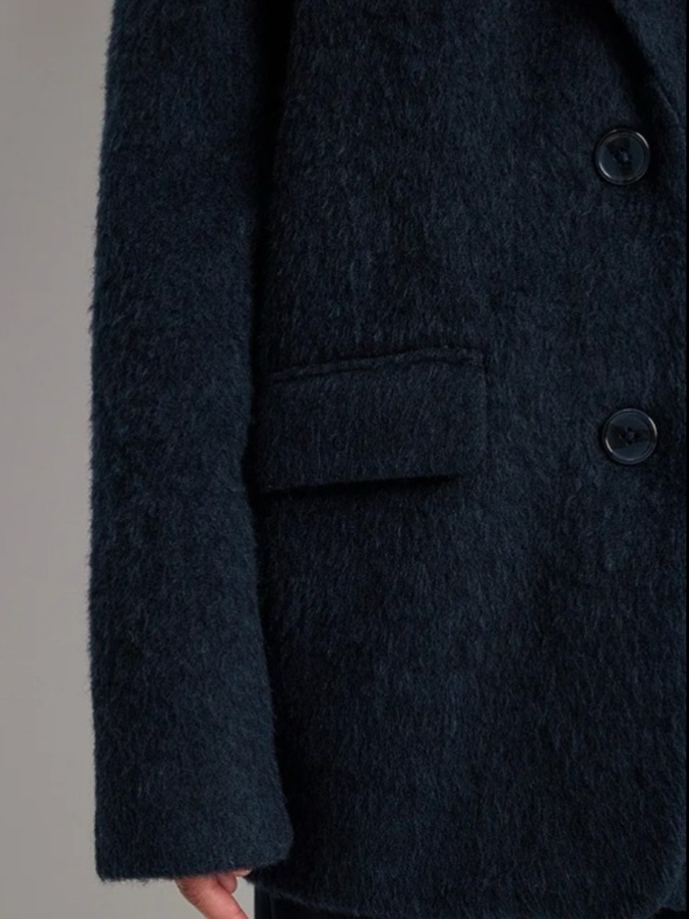 CLAIRE ROSE X NA-KD Navy Blue Brushed Wool Blazer Coat 34 Small - Picture 4 of 12
